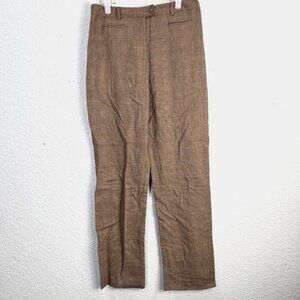 Express Stretch Y2K Dress Pants Womens Size 7/8 Brown Micro Plaid Wool Trousers